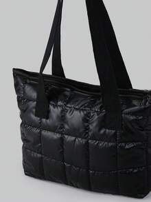 DareSee 大容量绗缝加厚女士手提包，女士手提包，大学必备礼物，音乐节 - 黑色 - 查看 3