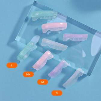 4种尺寸/8片装自粘睫毛提升垫 睫毛提升垫 睫毛烫卷器 睫毛垫 化妆工具 柔软提升滚轮，易于清洁且可重复使用（亮泽混色）