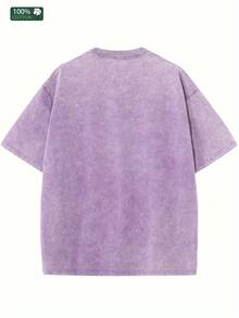 Comfortable Color Jesus Is King Shirt, Christian Shirt, Religious Shirt, Jesus Lover Shirt, Christian Shirt Easter Theme Event Gift Double Cotton Drop Shoulder T-Shirt Women's Retro Street Basic T-Shirt Loose Hip-Hop Unisex Top Washed T-Shirt - 紫色 - 查看 2