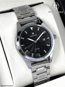 PABLO RAEZ 1pc Stainless Steel Men's Watch Black Suit Gentleman Wristwatch Top Brand New Luxury 50M Water Resistant Silver Color Jewelry Non Tarnish Simple Calendar Clock Men's Solid Bracelet Steel Chain Quartz Watch Fashion Diamond Scale High Level Business Wristwatch For Daliy Use Luminous Hand Gift For Father Or Male Friends Birthday Graduation Wedding Presents