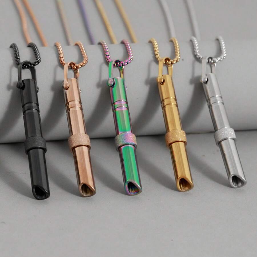 Hot Selling Stainless Steel Rotating Beads Adjust Breathing Meditation Mindfulness Whistle Pendant Necklace Jewelry - màu đen - Xem 1