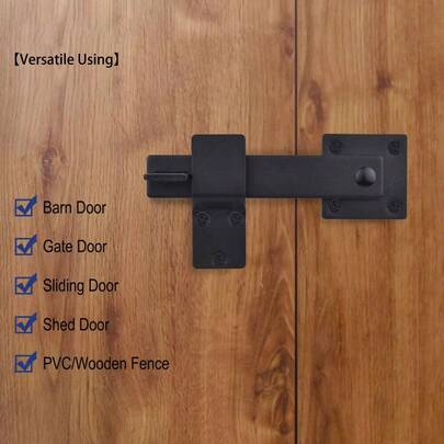 Canggumen Revolving Door Bolt Lock Set Black (360-Degree Flip Door Bolt)