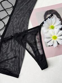 Ladies' Backless Cross Bandage Sexy Hot And Spicy Clothes Transparent Overdue - Black - View 5