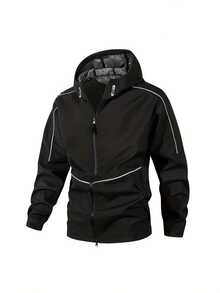 Men's Soft-Shell Jacket, Windproof Hooded Outdoor Jacket, Suitable For Hiking And Camping - Black - View 3
