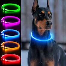 Collar luminoso para perro, carga de collar de gato con luz LED, accesorio de moda con luz intermitente DIY brillante y de para mascotas para uso nocturno