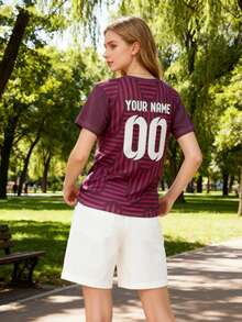 2025 Customized Sports Jersey, Summer Outdoor Sports Singlet Short Sleeve, Women's Sports Team Club Training Jersey Top With Front & Back Printed Name & Number, Breathable Quick-Dry Casual Everyday Wear, Party Outfit