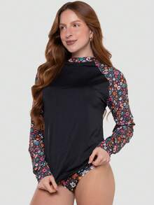 Women's Thermal Top UV Protection Long Sleeve Printed Beachwear Summer 031 - Màu Hồng Tươi - Xem 5