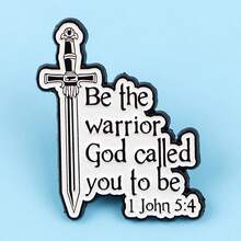 1 Piece DMLSKY Christian Faith Badge - Become A Warrior Badge Called By God, With John 1:5 Bible Verse, Jesus Cross And Sword Design, Black And White Enamel Brooch, Suitable For Backpacks, Jackets, Church Activities - Inspirational Christian Gift, Suitable For Men And Women, All-Season Wear, Durable And Versatile Accessory, Suitable For Bible Study, Prayer, And Daily Faith Expression (John 1:5 Verse), Brooch, Bag Pin, Character Badge, Pin - A - 查看 5
