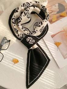 1 pieza Cuello de punto vintage con botón, bufanda versátil de apertura para mujer, protección contra el frío para vestir - Negro - Ver 3