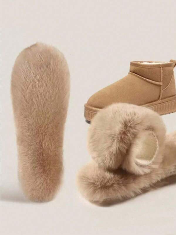 QKC 1 Pair Plush Cotton Soft Insole Pads, Suitable For Snow Boots And Other Shoes, Unisex For Autumn/Winter