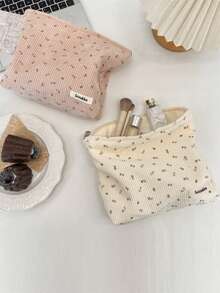 Bolsa Cosmética de Veludo Floral de Grande Capacidade, Organizador de Artigos de Toalete Portátil para Viagem, Bolsa de Armazenamento de Cuidados com a Pele e Maquiagem, Clutch, Clutch Feminino, Presentes para Mulheres, Presentes de Natal, Ideias de Presentes para Mulheres