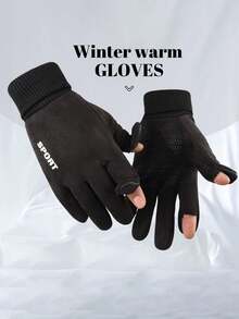 2 Paar warme Handschuhe für Damen & Herren, Herbst/Winter, thermisch gefüttert, touchscreen-fähig, für Outdoor, Laufen, Radfahren, Lieferung, lässiges Buchstabendesign, Polyester gesteppte Handschuhe, Alltagsoutfit für Thanksgiving, Weihnachten, Winterfeiertage Frauen + Winterausrüstung + Handschuhe Bär + Weihnachten - Wie im Bild gezeigt - Übersicht 2