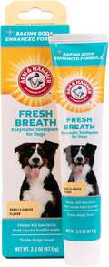 Arm &amp; Hammer Dog Dental Care Fresh Breath Enzymatic Toothpaste for Dogs | No More Doggie Breath | Safe for Puppies, Clinical Care, Vanilla Ginger Flavor - Rojo y blanco - Ver 1
