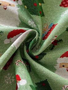 1pc Christmas Jacquard Tablecloth, Christmas Tree Pattern With Pom Pom Trim, Adorable Christmas Style Polyester Tablecloth, Suitable For Living Room, Dining Room, Party, Home Decor, Room Decor, Tabletop Decor And Holiday Gift, Multiple Sizes Available, Suitable For All Seasons - Green - View 7