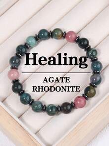 Bracelet d'attraction de la richesse 8 mm Agate naturelle Stabilité, Courage, Vitalité, Abondance et Prospérité, Chance, Bijoux de guérison pour la méditation de yoga pour femmes et hommes