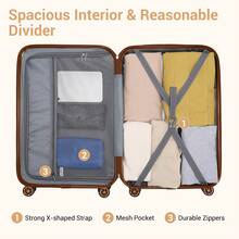 Cabin Luggage Carry On Suitcase 19 24 28 Inch ABS Hardshell TSA Lock 360 Spinner Wheels Lightweight 3 Piece Set Hand Check In Travel Unisex Sizes - Milky - View 7