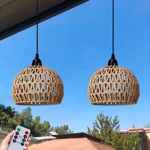 Battery Operated Hanging Outdoor Chandelier, Battery Power Pendant Light, Gazebo Lights Outdoor Waterproof, For Gazebo, Pergola, Porch, Patio, Indoor Outdoor Decor Lighting - Brown - View 10
