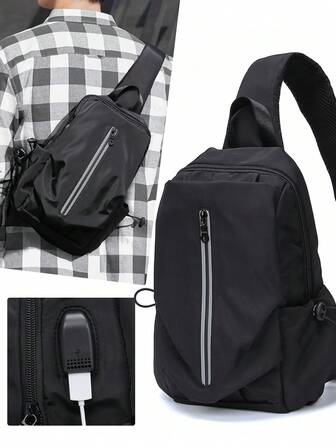 1 件单肩斜挎包，时尚腰包，男女通用，男士包，胸包，大容量单肩斜挎包，男士休闲运动小背包