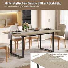 Industrie-Esstisch 160x80 cm »LoftStyle<< – Massiver Holztisch mit Metallgestell für 6-8 Personen in Hellgrau – Wasser- & kratzfeste Oberfläche mit robuster Stabilität