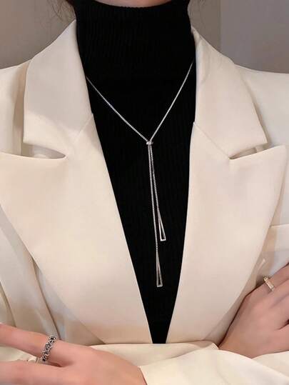 1pc Luxury Long Sweater Chain Necklace Pendant, Versatile