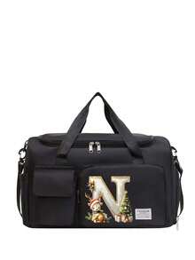 Oxford Cloth Material, Fashionable Style, Large Capacity, Multifunctional Black Travel Bag, Handbag, Crossbody Bag, Shoulder Bag, Separate Space For Storing Shoes, Suitable For Vacation, Travel, Fitness, Exercise, College Christmas Bags Gifts For Men Luggage