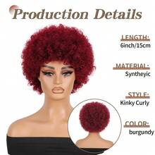 6 Zoll 70er Jahre Afro Perücken für Frauen, kurze Afro Lockige Perücke, blau gemischte Frauen Voll Afro Lockige Perücken für Frauen Alltag Party Halloween Tragen - Verschiedenfarbig - Übersicht 5