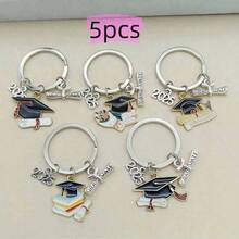 5个毕业主题黑金钥匙扣，2025亚克力钥匙扣毕业派对礼物，毕业帽图案钥匙扣吊坠，包包吊坠，毕业季派对纪念品，毕业礼物毕业礼物，钥匙扣吊坠，派对礼物 - 彩色 - 查看 11