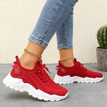 Women's Running Shoes Casual Breathable Sports Shoes Fashionable Lightweight Sneakers - Màu Hoa hồng đỏ - Xem 3