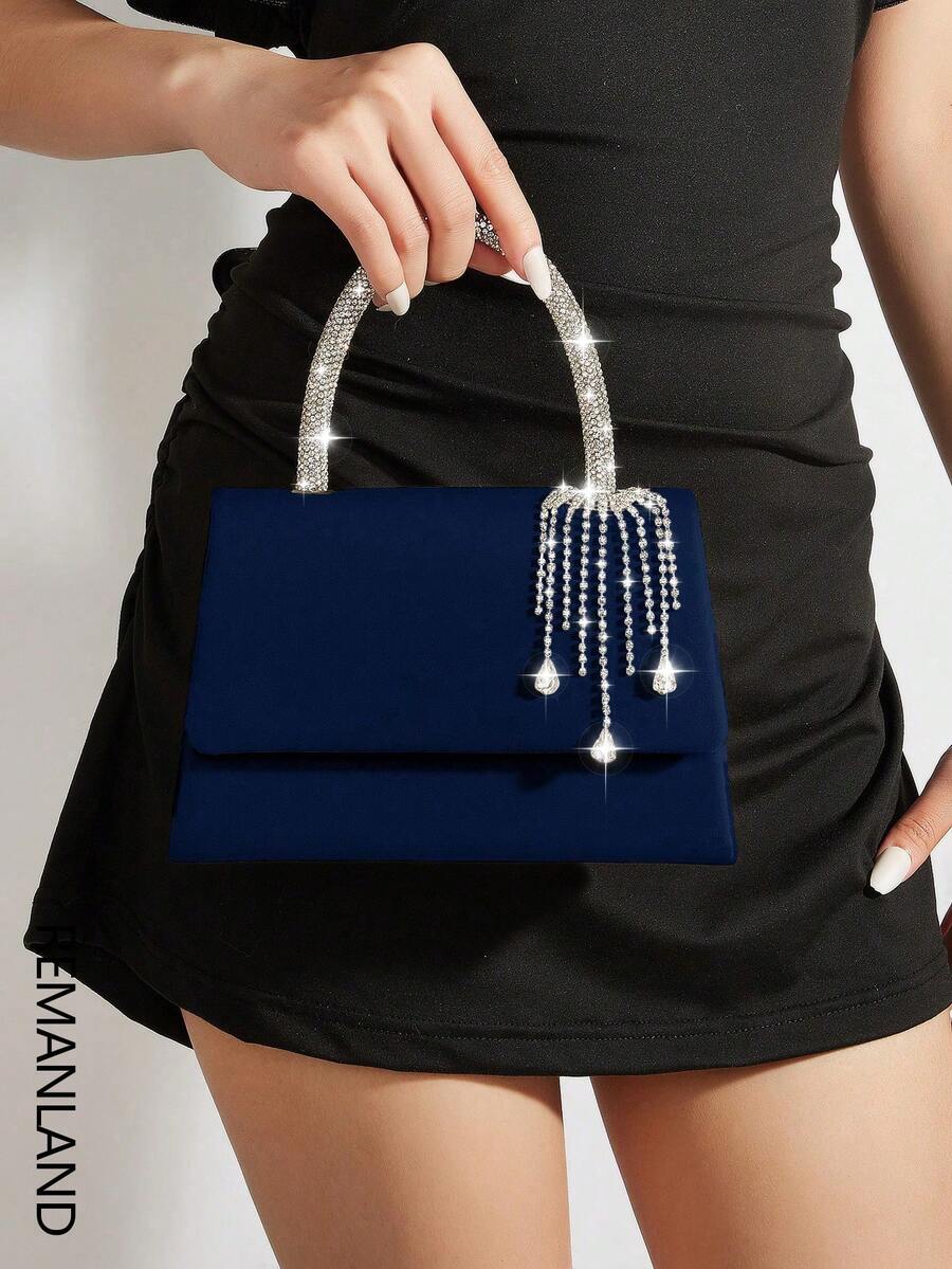 REMANLAND 闪亮晚装手拿包、优雅时尚信封包、水钻装饰手提包、婚礼派对新娘手拿包