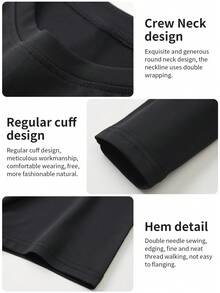 Men's Autumn And Winter Solid-Color Thermal Lined Thermal Underwear, Casual Tight-Fitting Long-Sleeved Crew Neck Tops, Underwear And Pajamas, Thermal Lined Thickened Men's Sportswear - Black - View 6
