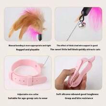 1 Đồ chơi cho mèo rảnh tay, Đồ chơi vòng cổ cho mèo, Gậy trêu chọc, Vòng cổ tự giải trí, Đồ chơi chuông lông vũ hình chữ S cho mèo, Đồ dùng cho thú cưng - Hồng - Xem 6