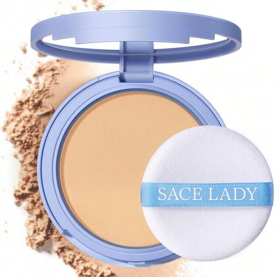 SACE LADY Face Powder Waterproof Sets Makeup, Controls Shine, Smooth Fine Lines For Flawless Lightweight Finish, Long Lasting Matte Compact Setting Powder Cosmetics Cruelty-Free - 02 MÀU BE TỰ NHIÊN - Xem 1