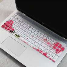 Funda de teclado de silicona impermeable para portátil HP Star Series de 15 pulgadas, diseño alegre, material de silicona suave, accesorio para portátil - Flor de rosa - Ver 2