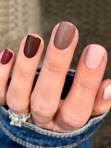 ARTAUG 96 miếng dán móng tay màu trơn, 4 tông màu nude khác nhau, bóng và dễ dán, hình vuông ngắn dễ thương, có thể tháo rời, miếng dán móng tay hoàn thiện, quà tặng năm mới cho phụ nữ và bé gái, dụng cụ làm móng. - Nhiều màu - Xem 4