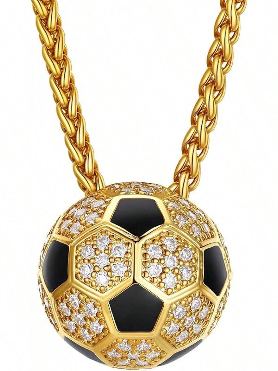 Richsteel 3D/Basketball/Soccer/Baseball Ball Boxing Glove Cool Pendant Men, 316L Stainless Steel Sneaker Chain,Sport Fan Jewelry - 金足球 - 查看 1