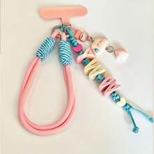 1pc Customized Tassel Bag Charm, Handmade Rope Letter Bead Bag Pendant, Star Bell/Bow, Heart Keychain, Personalized Bag Accessory Gift