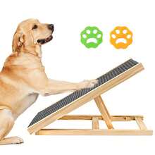 Adjustable Heights Dog Pet Ramp Foldable Stairs Non-Slip Ramp For Car Bed Sofa With 2PCS Hair Remover - Wood Color+Dark Gray - View 9