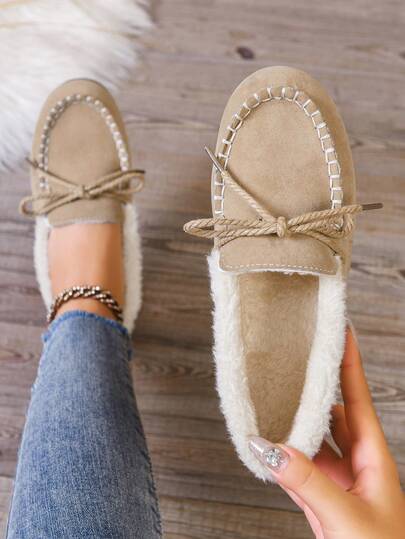 Zapatos planos de mujer de talla grande con suela blanda y forro térmico, cálidos para otoño/invierno, zapatos de piel