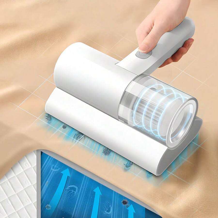 Wireless Bed Vacuum Cleaner, 12Kpa Handheld Strong Suction Cold Light Deep Mattress Vacuum Cleaner With HEPA Effectively Clean Up For Pillows Sheets Mattresses Sofas And Other Fabric Face - White - View 1