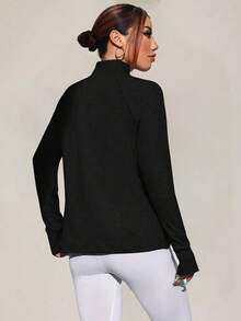 Damen Schwarze Jacke mit Reißverschluss am Stehkragen, Slim Fit, Longline, Retro minimalistischer Streetwear Pullover, lässige Outdoor Mode, Vintage Chic Mantel