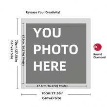 Kit di pittura a diamante personalizzata su misura per adulti, fai da te 5D, arte con punti a forma rotonda/quadrata, con foto, testo e disegno personalizzato, in varie dimensioni (20x25cm), decorazione personalizzata per la casa (Punti rotondi, 30x40cm), kit per adulti, decorazione con pittura a diamanti 5D