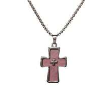 Double Cross Pendant Necklace For Men  Titanium Steel Niche Design Hip-Hop Style Sweater Chain Small Gift For Women - 多巴胺十字架-藍色/方形珍珠鍊70cm - 查看 4