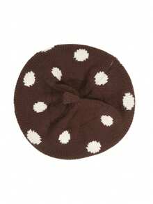 1顶贝雷帽 女孩时尚可爱复古画家帽 甜美女孩装饰 韩版波点儿童贝雷帽 秋冬保暖羊毛帽