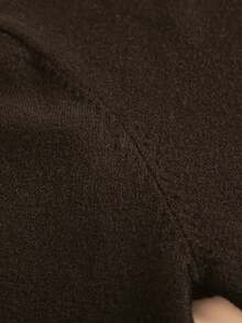 Men's Crew Neck Long Sleeve Sweater, Versatile Everyday Wear Knitted Top - Brown - View 8
