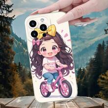 Funda de Teléfono Blanca a Prueba de Golpes con Patrón de Chica Linda Fresca Minimalista Creativa y Moderna para Modelos de  Incluyendo 16E, 16, 16PRO, 16PLUS, 16PM, 15, 15PLUS, 15PRO, 15PROMAX, 14, 14PLUS, 14PRO, 14PROMAX, 13, 13Mini, 13PRO, 13PROMAX, 12, 12Mini, 11, Plus, Pro, Max, 7, 8, SE, XS, XS MAX, 7P, 8P (Regalo de Cumpleaños, Pascua, Regalo de Día Familiar, Regalo Sorpresa para Amigos, Familia, Novia, Novio) - Blanco - Ver 4