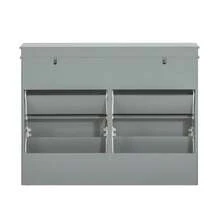 Shoe Cabinet With 4 Flaps, Slim Shoe Rack With 8 Shelves, Adjustable Shoe Rack For Hallway, Corridor & Entrance Area - Hallway Cabinet With Anti-Tip Device 105x82x24cm FSR79 - Grey - View 5
