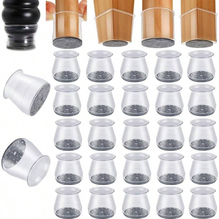 48 Pack Chair Leg Floor Protectors Small Chair Feet Protectors For Hardwood Floors Silicone Chair Leg Caps Covers Pads To Prevent Scratching And Reduce Noise During Use Ideal For Home Offices Dining Rooms And Living Spaces Fits Chair Legs From 15/16 To 1-5/16 - Clear48pack - 查看 1