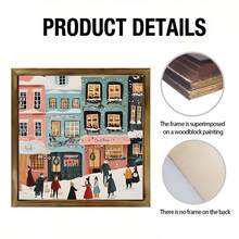 1pc 2D Flat Winter Themed Wooden Wall Art - Snowy Town Scene With Holiday Atmosphere, Christmas Festive Wall Decor, Charming Rural Landscape, Holiday Living Room Decoration - Wood Panel Painting-square - View 3