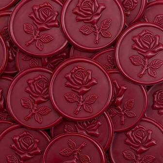 25 件/包压花玫瑰图案蜡封贴纸，适用于婚礼请柬、派对请柬装饰、礼品包装、剪贴簿装饰