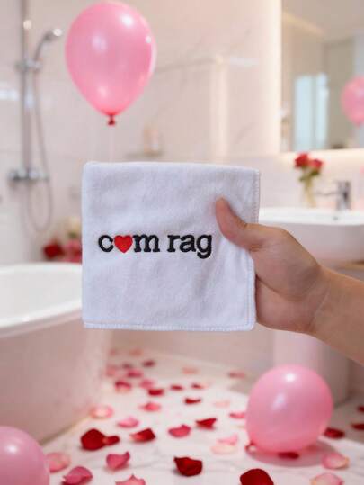 1pc 12-Inch Super Soft Microfiber Red Heart Embroidered Funny Creative Hand Towel, Humorous Adult Gift For Girlfriend/Wife, Suitable For Valentine's Day, Wedding Anniversary, Gag Gifts, Singles Party, Bathroom Decor, Christmas Decoration And More